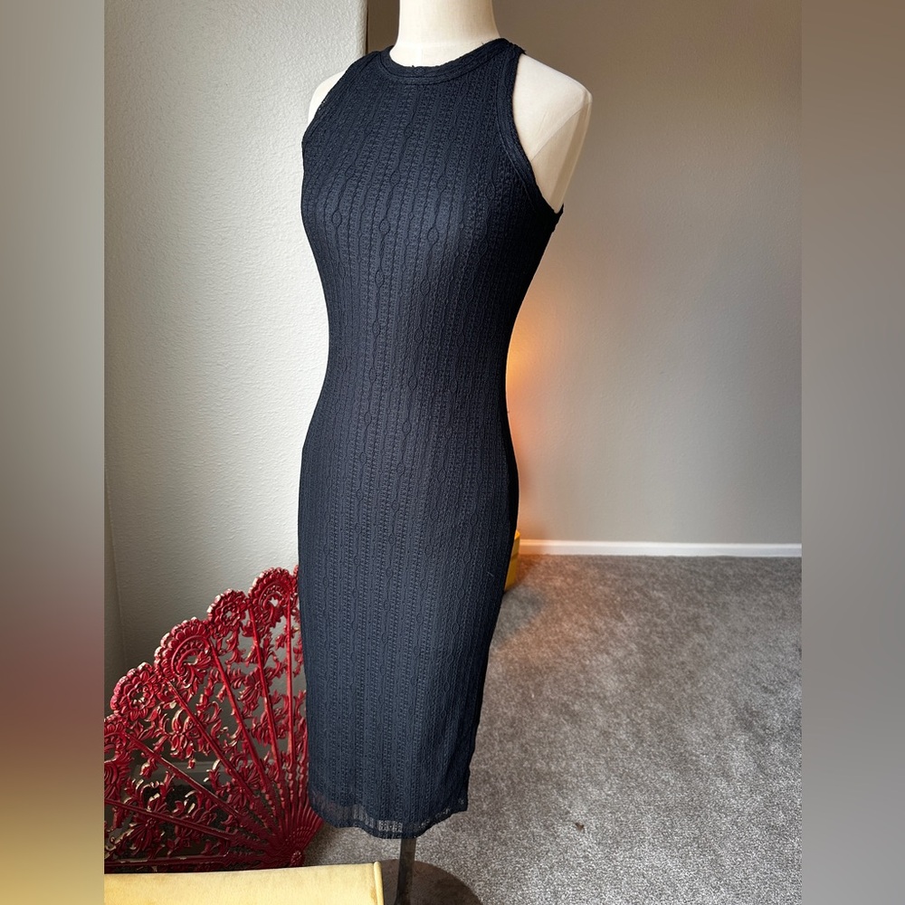 CeCe Sleeveless Black Knit Bodycon Dress